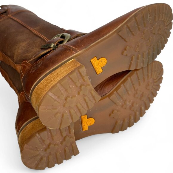 Timberland Bethal Tall Brown Leather Riding Zip Winter Harness Boots Women's 6 - Picture 14 of 14